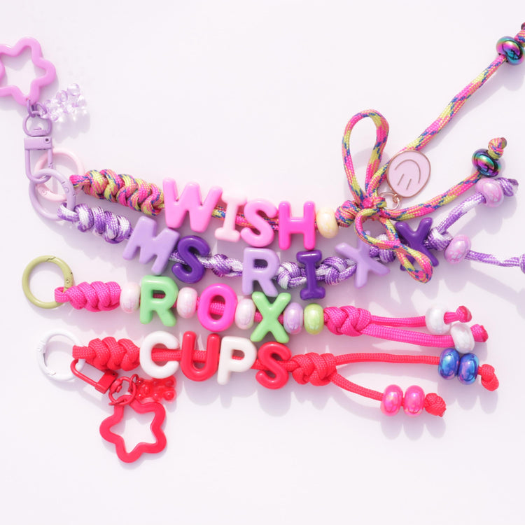 Personalized Name Bead Keychain, Custom Backpack Tag, Paracord Bag Charm