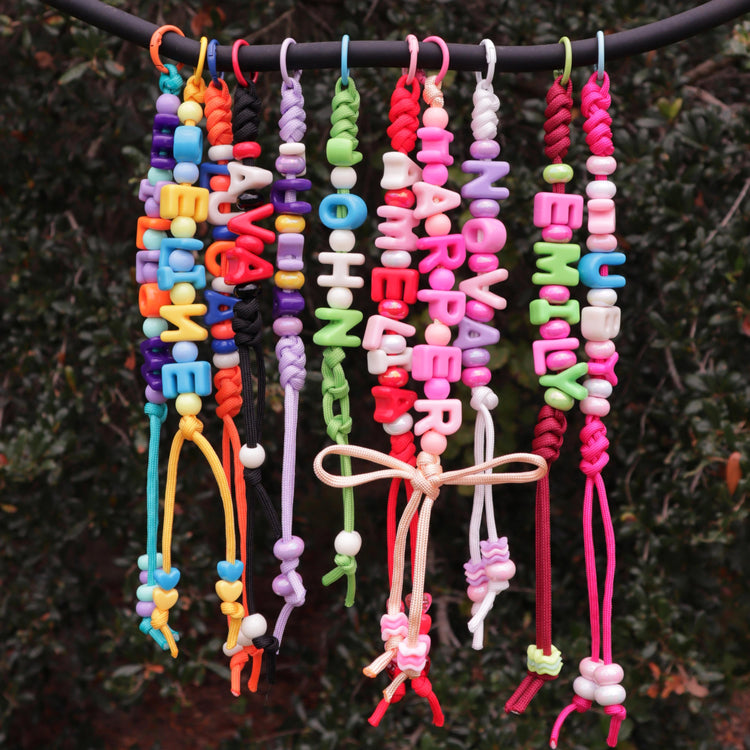 Personalized Name Bead Keychain, Custom Backpack Tag, Paracord Bag Charm