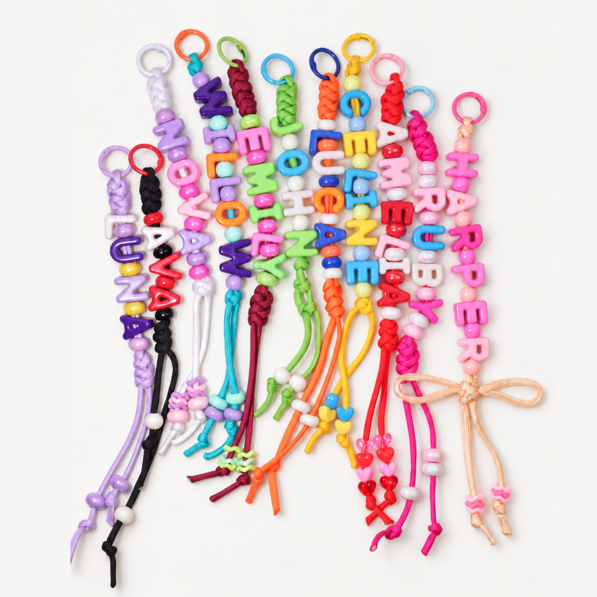 Personalized Name Bead Keychain, Custom Backpack Tag, Paracord Bag Charm