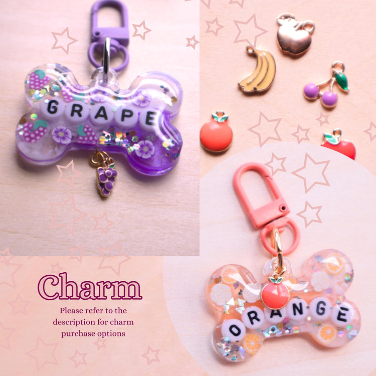Dog Tag Personalized Resin Tags with Letter Beads, Fruit Themed