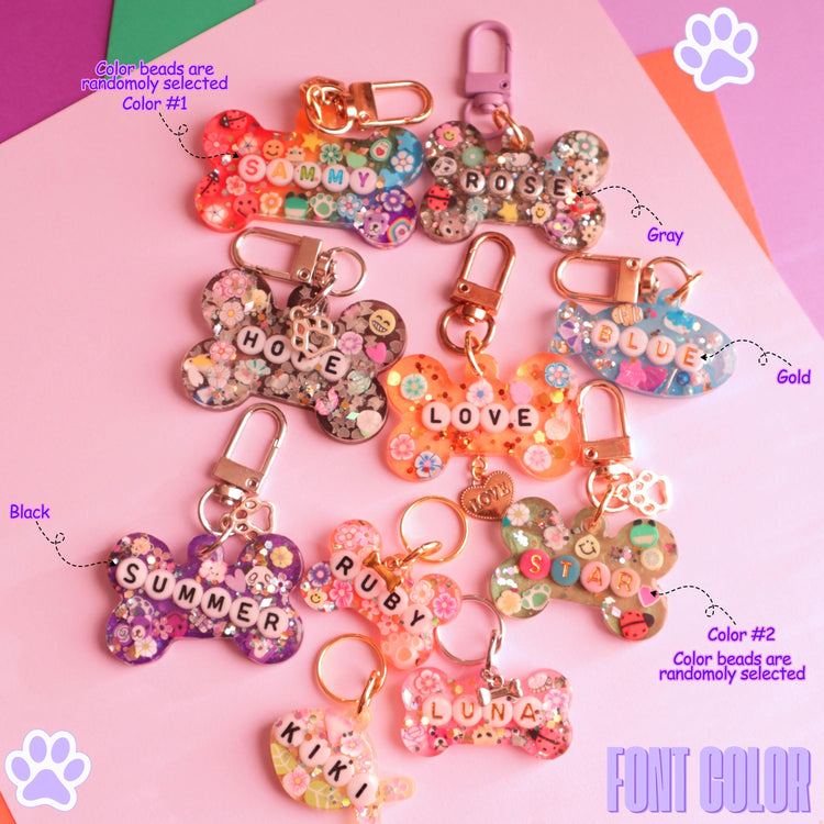 Dog Tag Personalized Resin Tags with Letter Beads