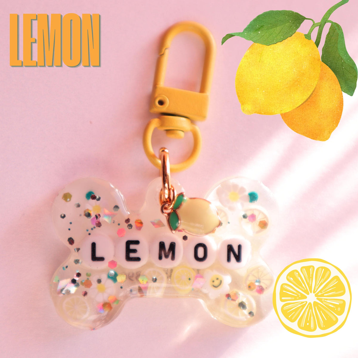 Dog Tag Personalized Resin Tags with Letter Beads, Fruit Themed