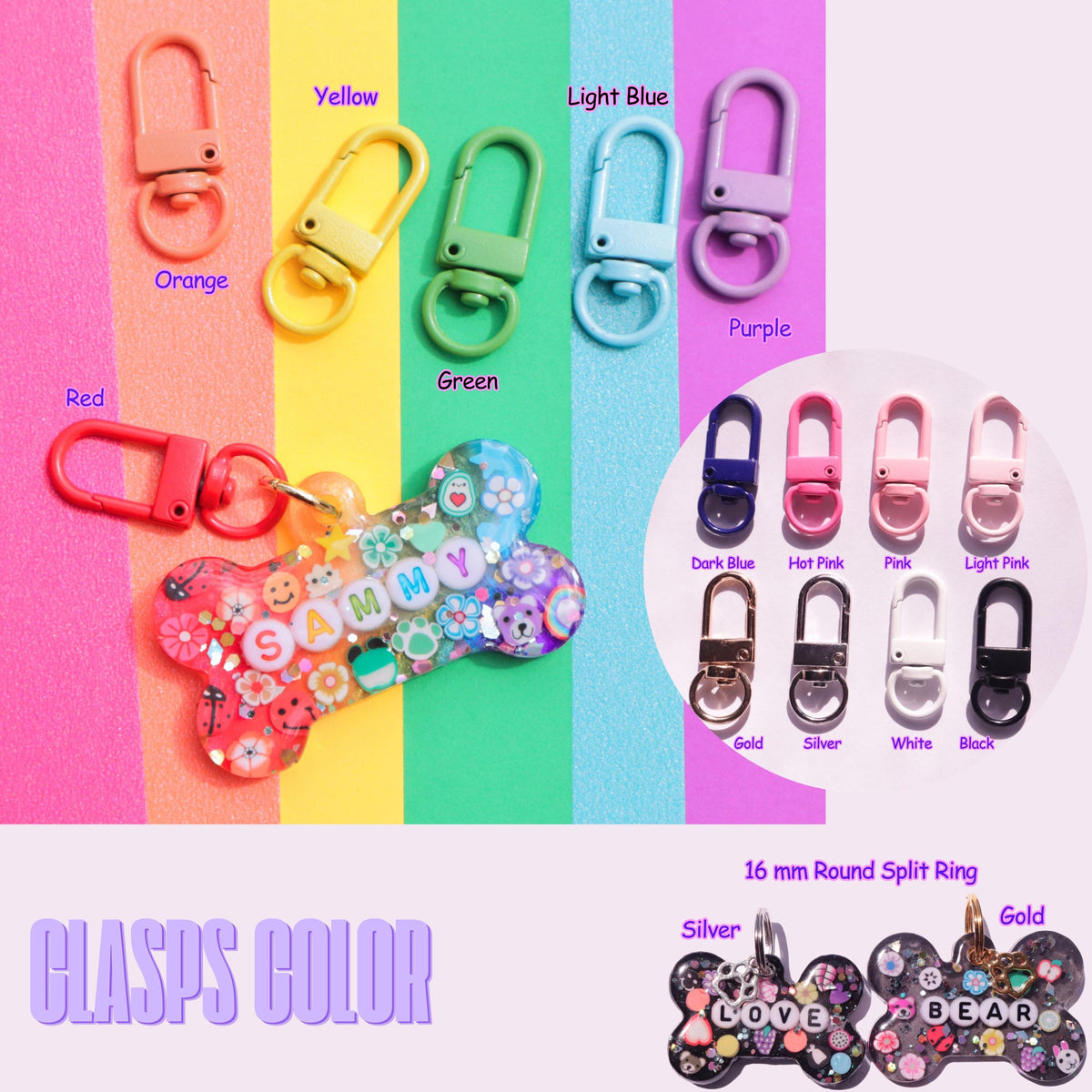 Dog Tag Personalized Resin Tags with Letter Beads