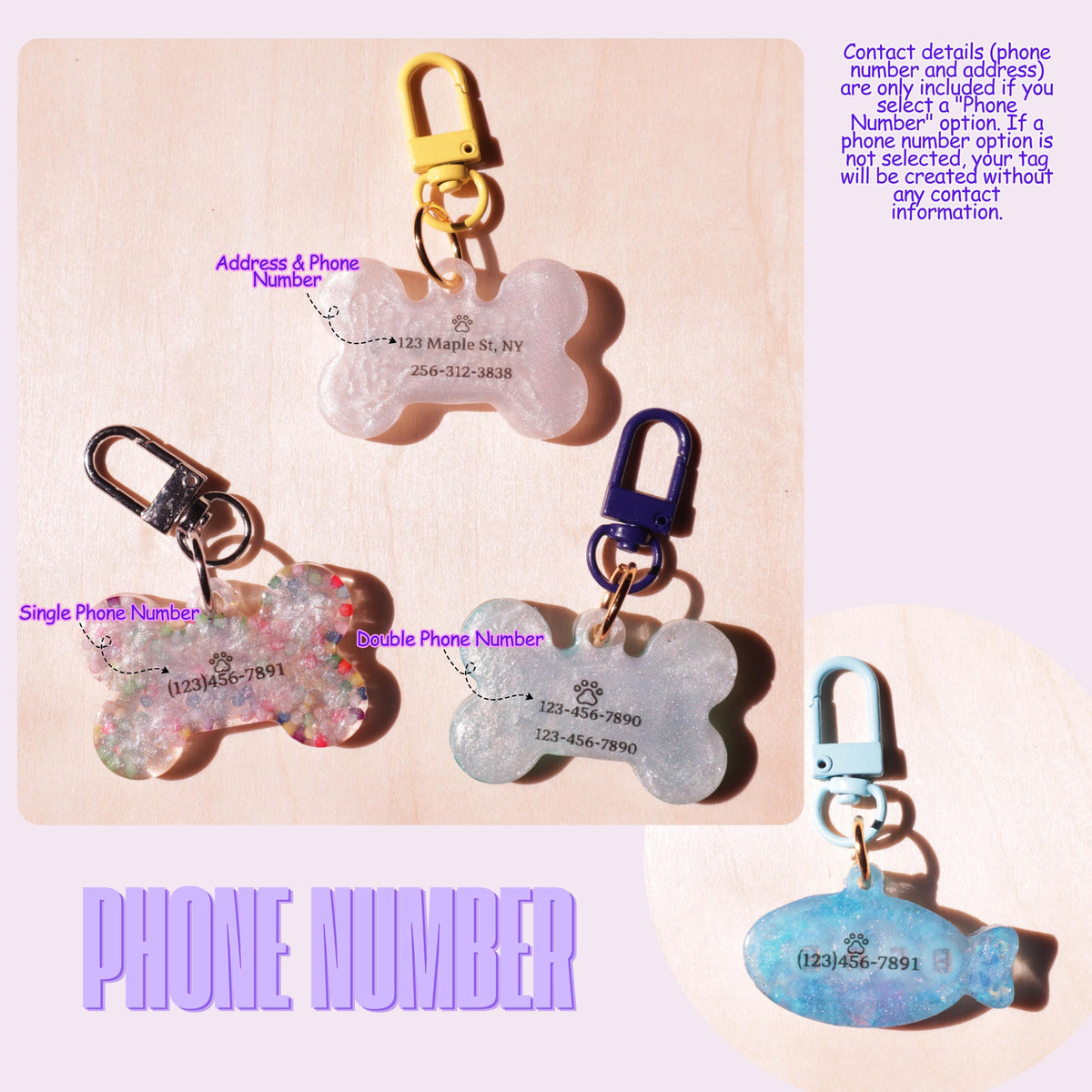 Dog Tag Personalized Resin Tags with Letter Beads, Fruit Themed