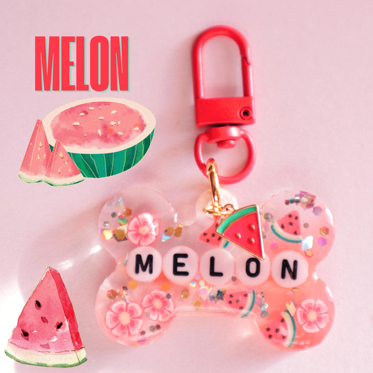 Dog Tag Personalized Resin Tags with Letter Beads, Fruit Themed