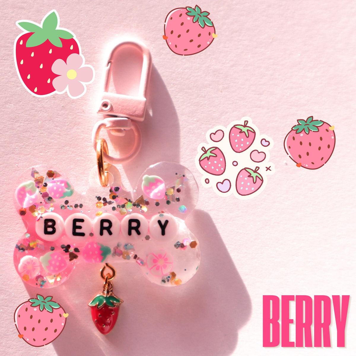 Dog Tag Personalized Resin Tags with Letter Beads, Fruit Themed
