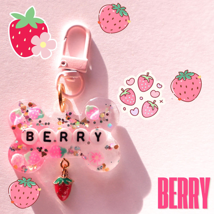 Dog Tag Personalized Resin Tags with Letter Beads, Fruit Themed