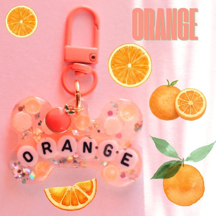 Dog Tag Personalized Resin Tags with Letter Beads, Fruit Themed