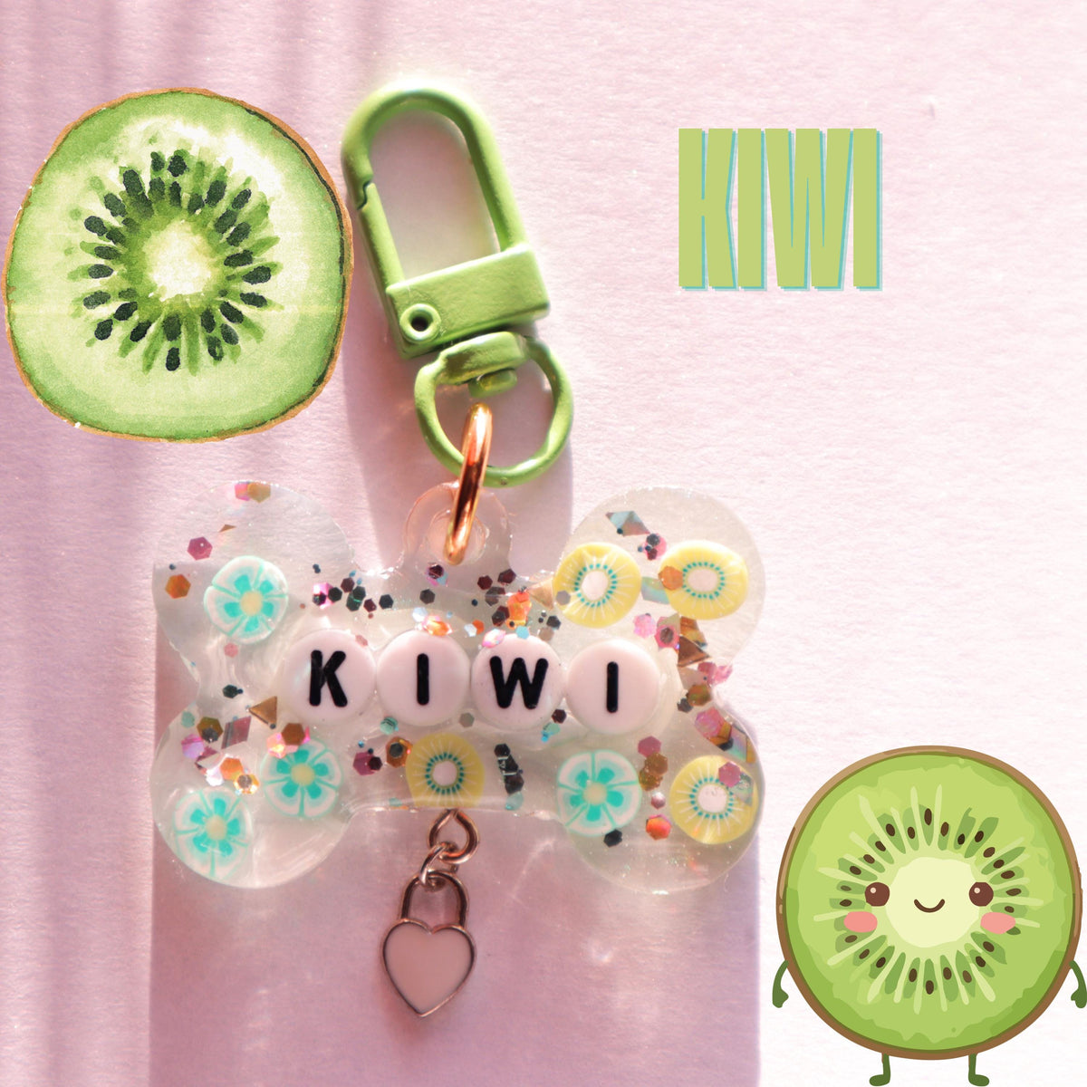 Dog Tag Personalized Resin Tags with Letter Beads, Fruit Themed