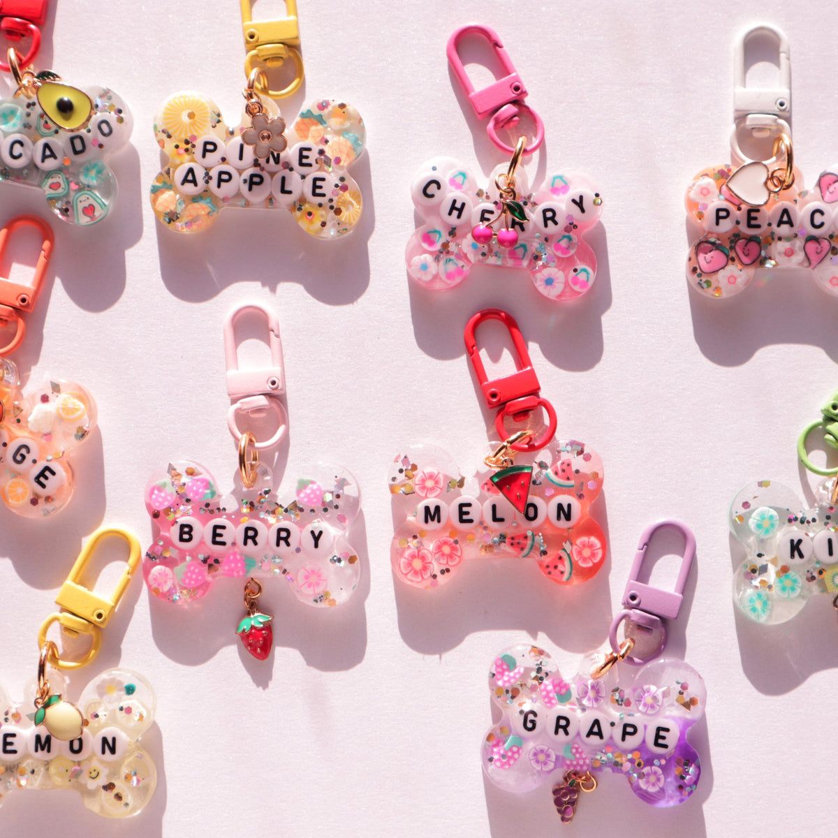 Dog Tag Personalized Resin Tags with Letter Beads, Fruit Themed