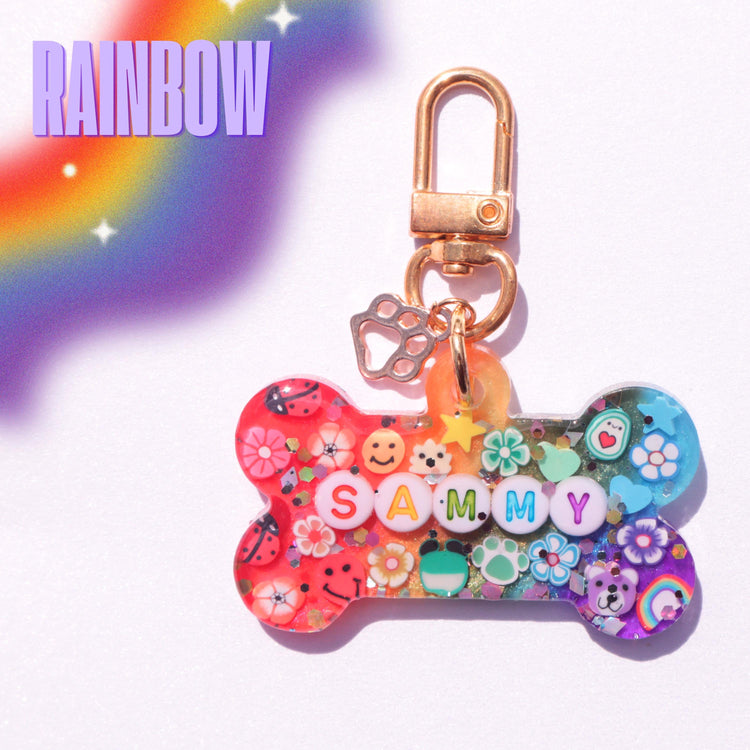 Dog Tag Personalized Resin Tags with Letter Beads