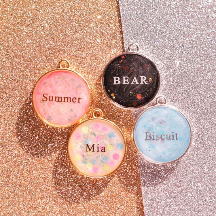 Personalized Resin Dog ID Tag | Custom Pet Name Collar Charm