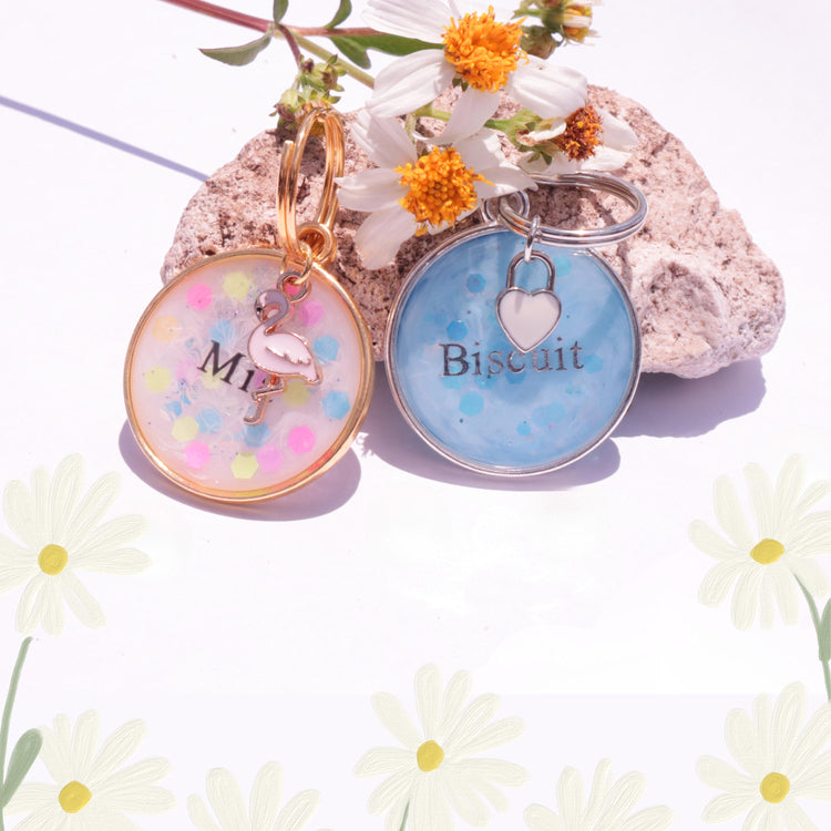 Personalized Resin Dog ID Tag | Custom Pet Name Collar Charm
