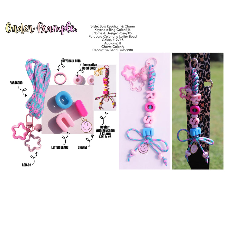 Personalized Name Bead Keychain, Custom Backpack Tag, Paracord Bag Charm
