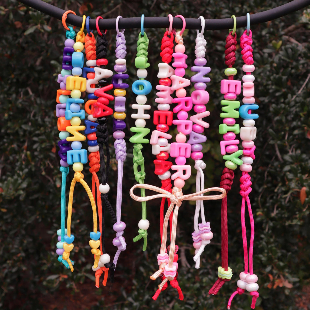 Personalized Name Bead Keychain, Custom Backpack Tag, Paracord Bag Charm