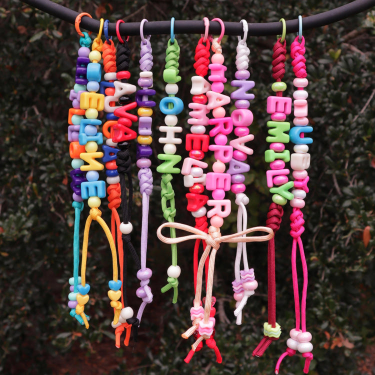 Personalized Name Bead Keychain, Custom Backpack Tag, Paracord Bag Charm
