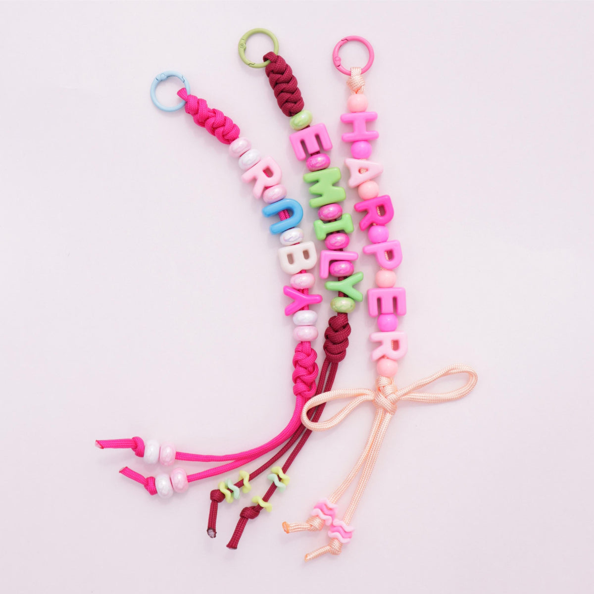 Personalized Name Bead Keychain, Custom Backpack Tag, Paracord Bag Charm