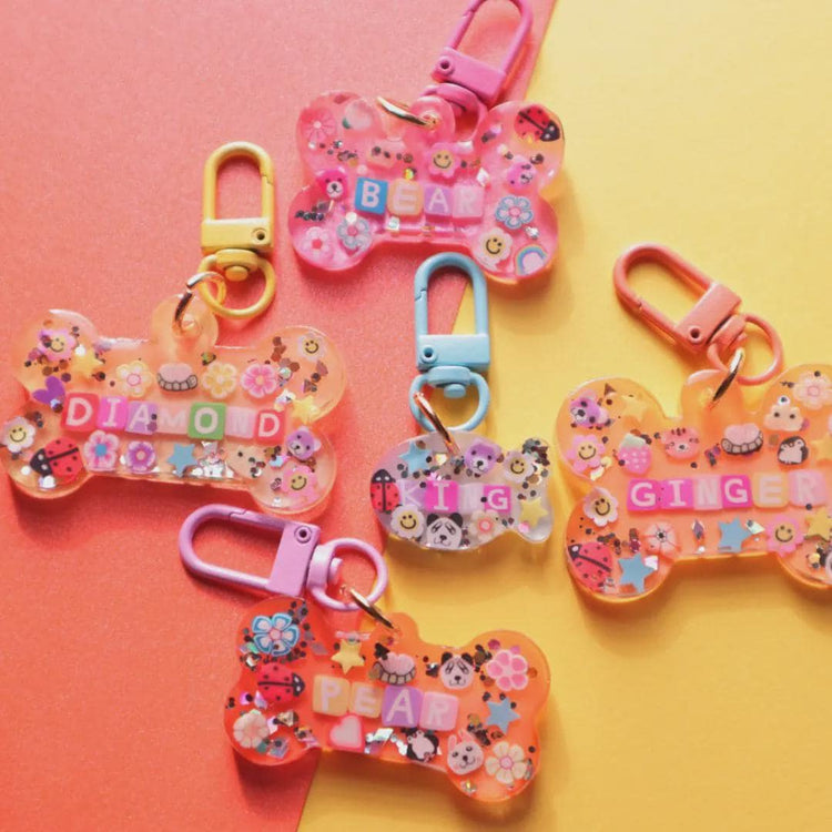 Personalized Sparkly Resin Pet Tag