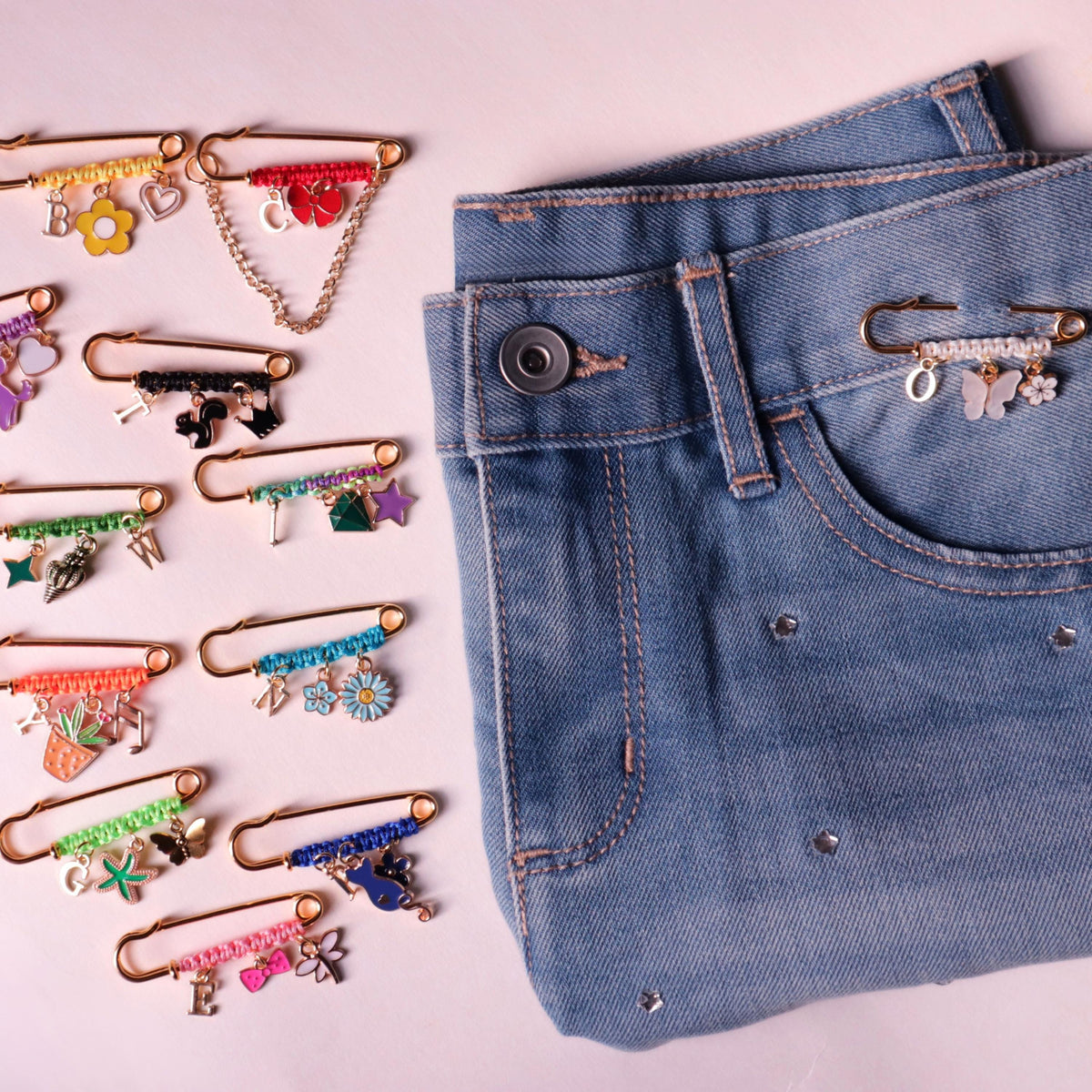 Personalized Safety Pin Bag Charm, Custom Letter Brooch