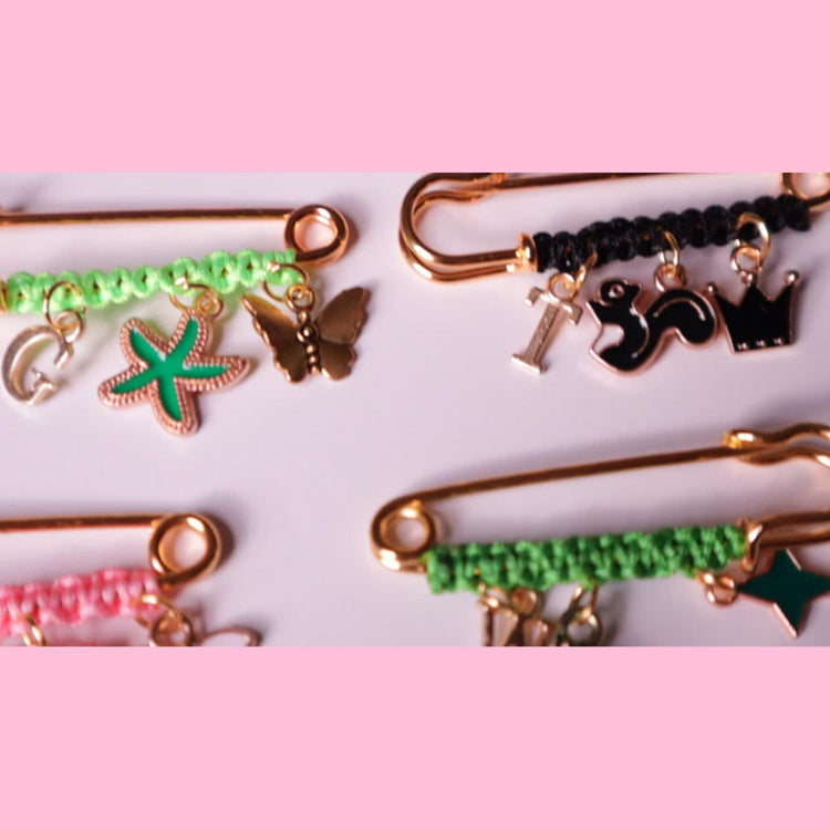 Personalized Safety Pin Bag Charm, Custom Letter Brooch