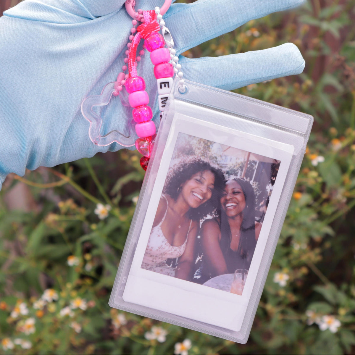 Personalized Paracord Photo Keychain, Custom Name Beads, Instax Holder Gift