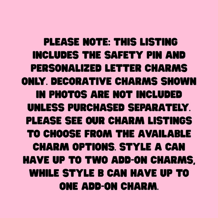 Personalized Safety Pin Bag Charm, Custom Letter Brooch