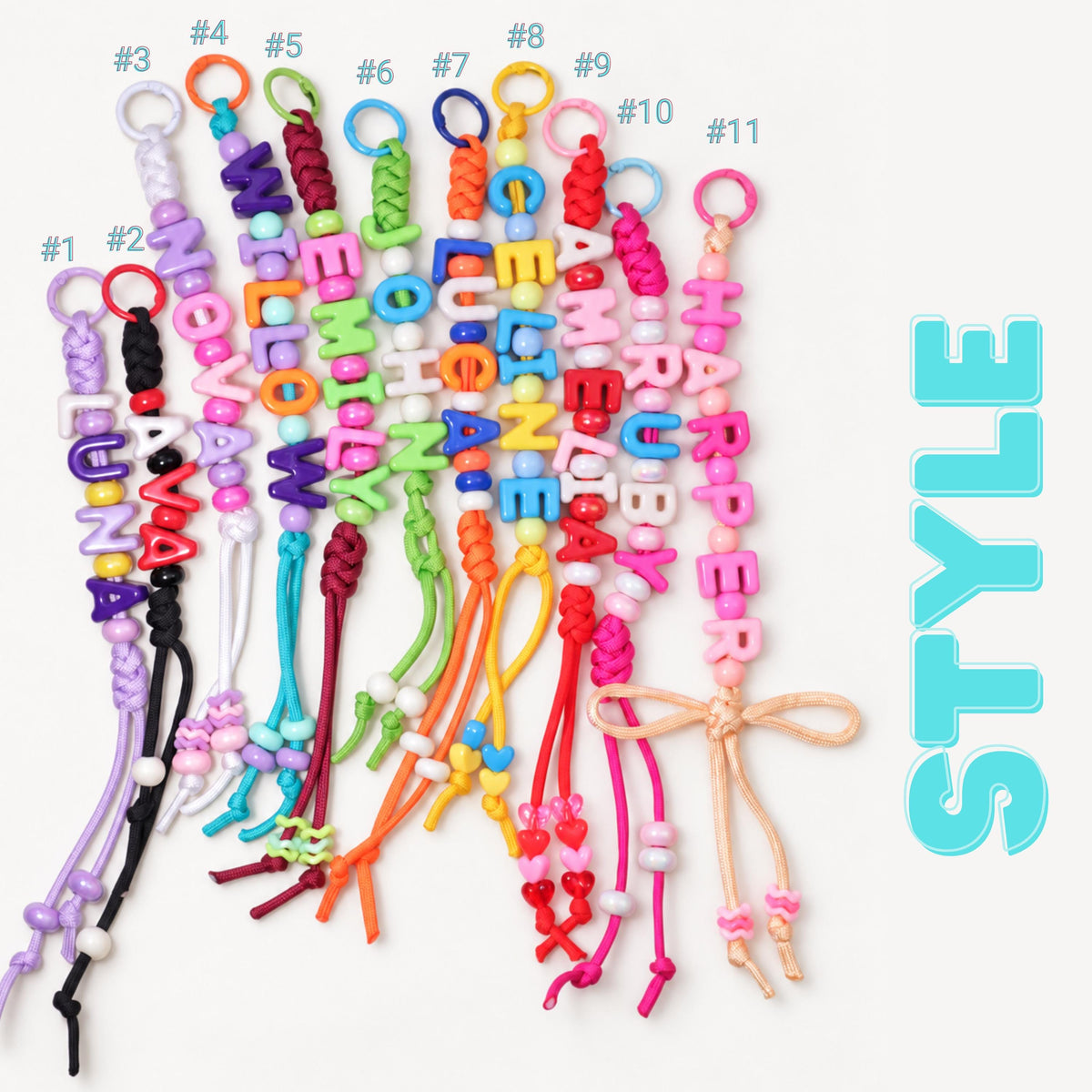 Personalized Name Bead Keychain, Custom Backpack Tag, Paracord Bag Charm