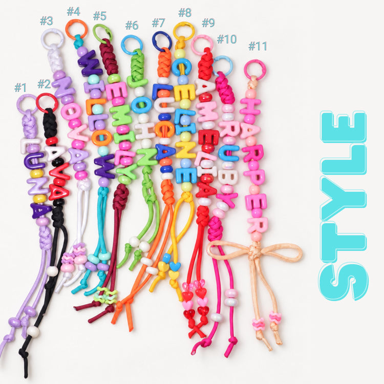 Personalized Name Bead Keychain, Custom Backpack Tag, Paracord Bag Charm