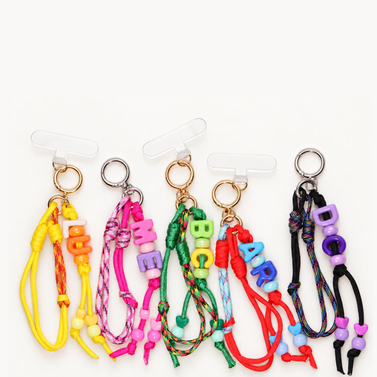 Custom Paracord Phone Charm, Chunky Letter Beads, Personalized Name Accessory