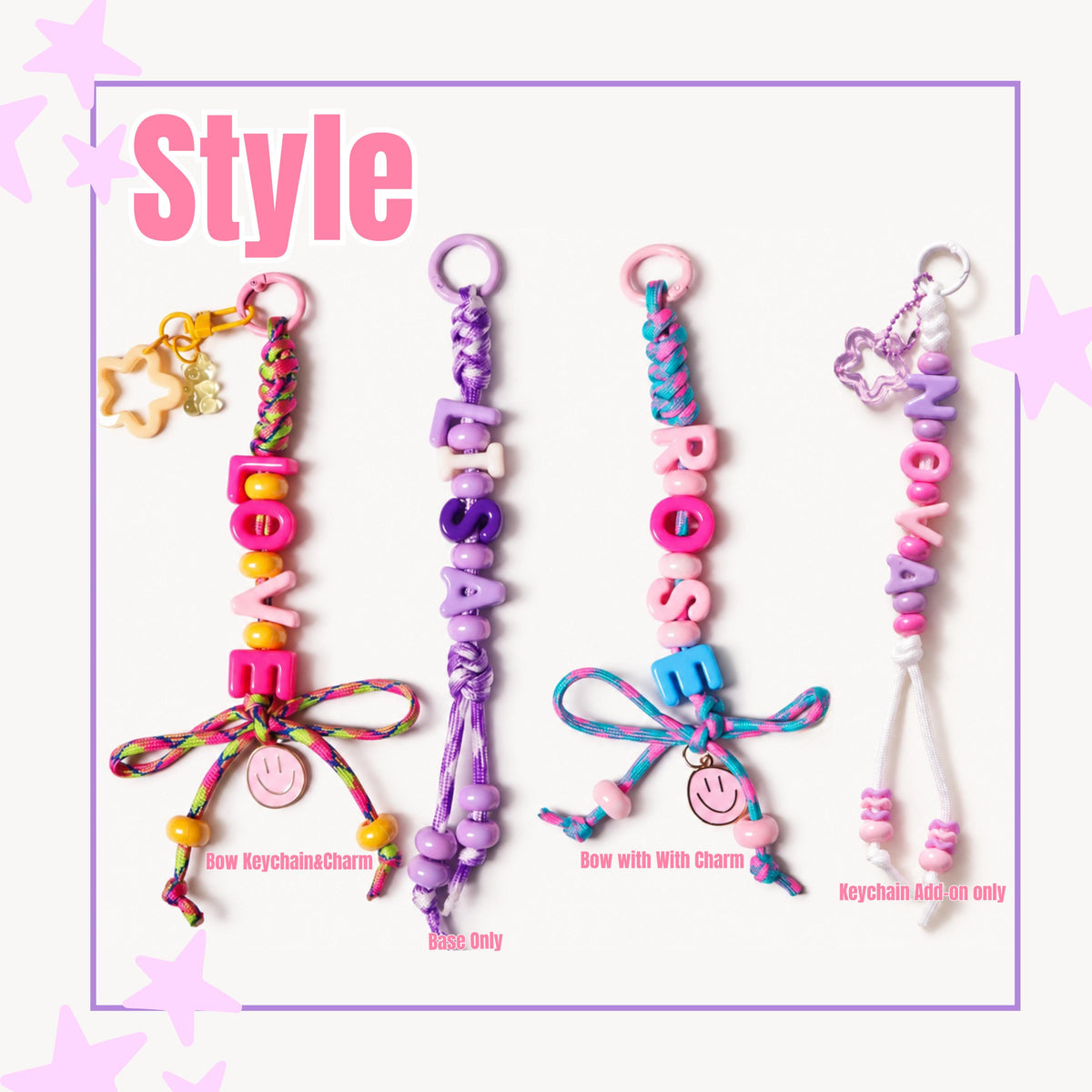 Personalized Name Bead Keychain, Custom Backpack Tag, Paracord Bag Charm