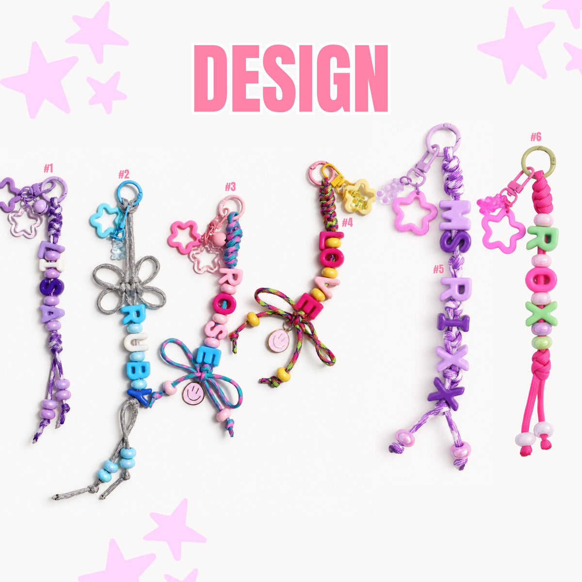 Personalized Name Bead Keychain, Custom Backpack Tag, Paracord Bag Charm