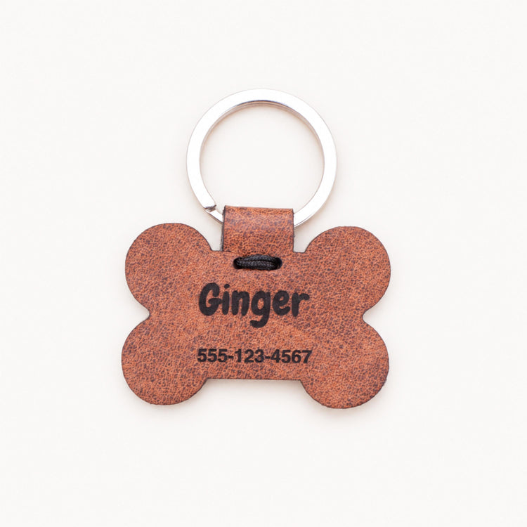 Personalized Leatherette Pet ID Tag, Engraved Dog or Cat Name Tag