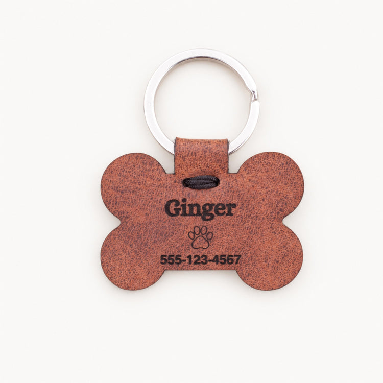 Personalized Leatherette Pet ID Tag, Engraved Dog or Cat Name Tag