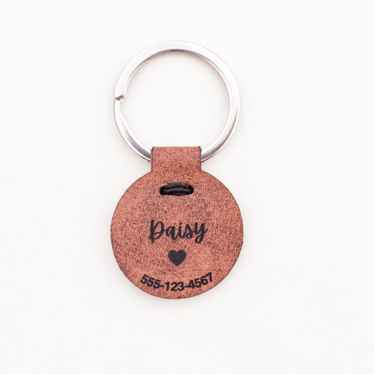 Personalized Leatherette Pet ID Tag, Engraved Dog or Cat Name Tag