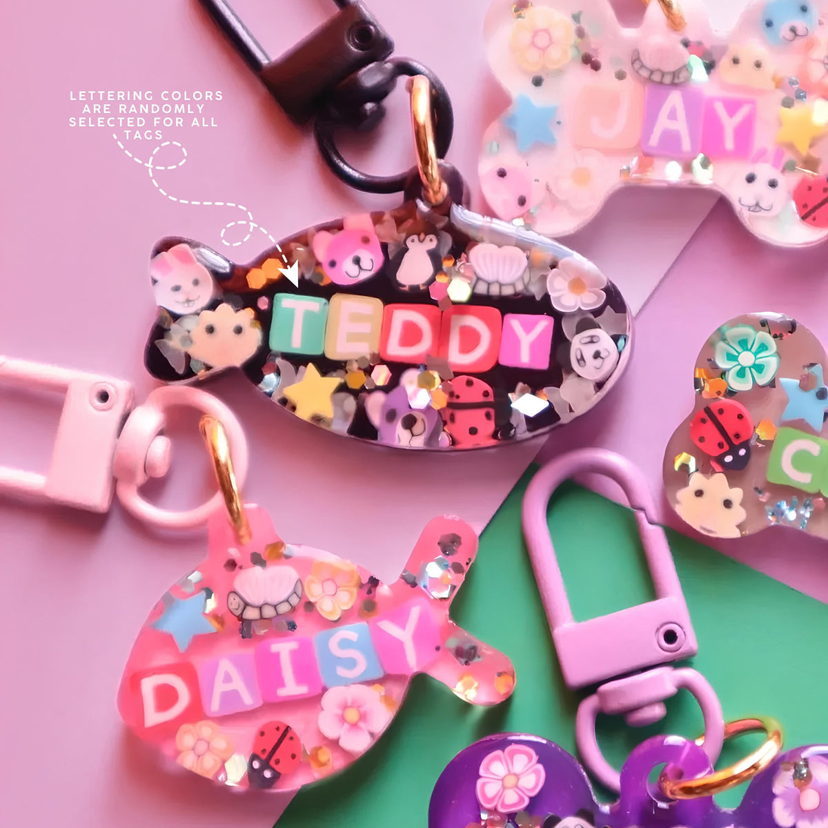Personalized Sparkly Resin Pet Tag